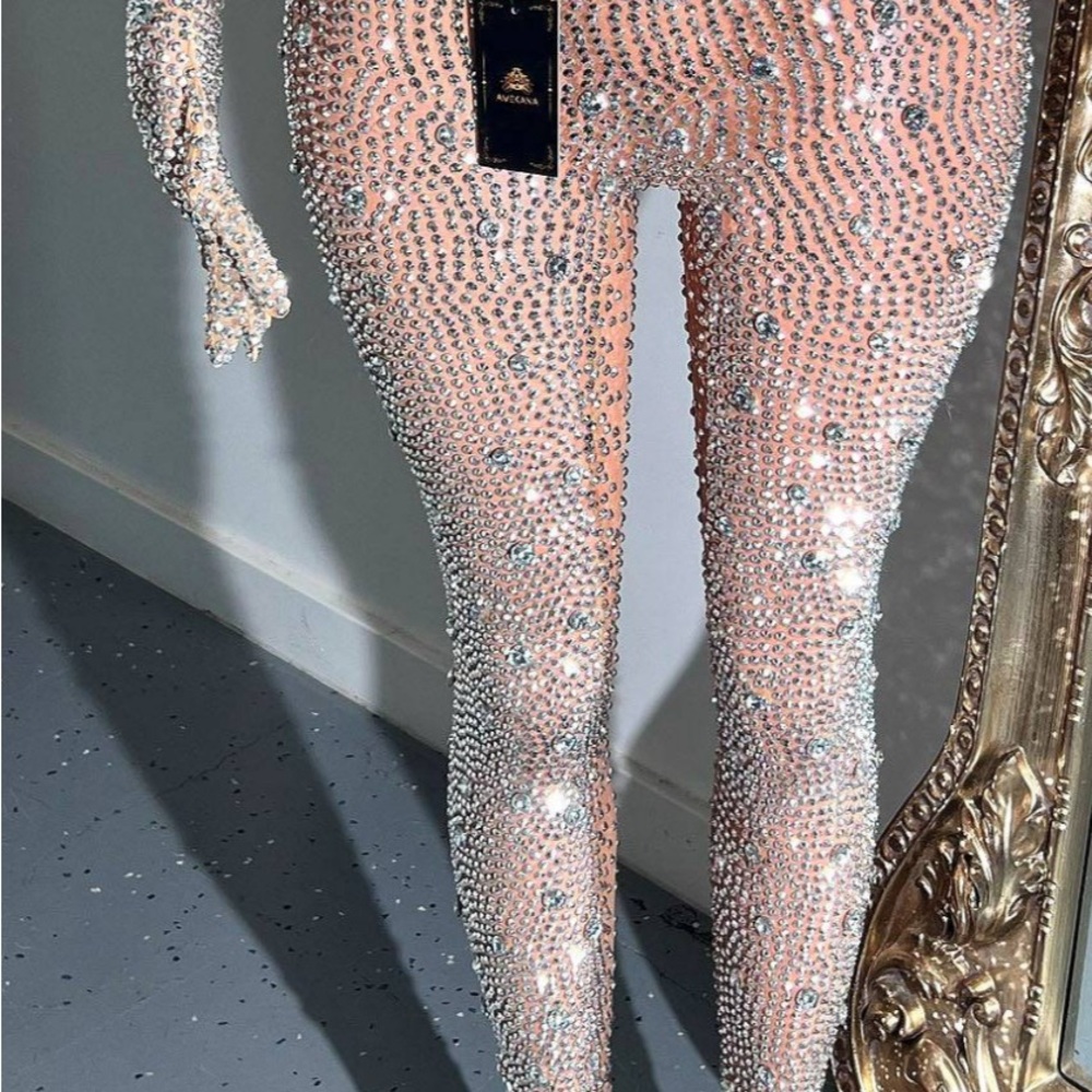 Silver Embellished Amekana Pants - Picture 4 of 5